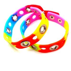 Grommet Multi Color Silicone Bracelet Bracelet New Lot Of Two